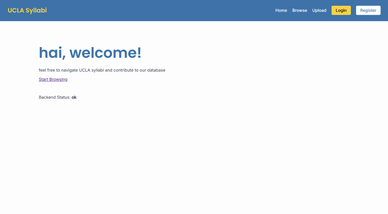 A screenshot of the UCLA Syllabi Archive's home page